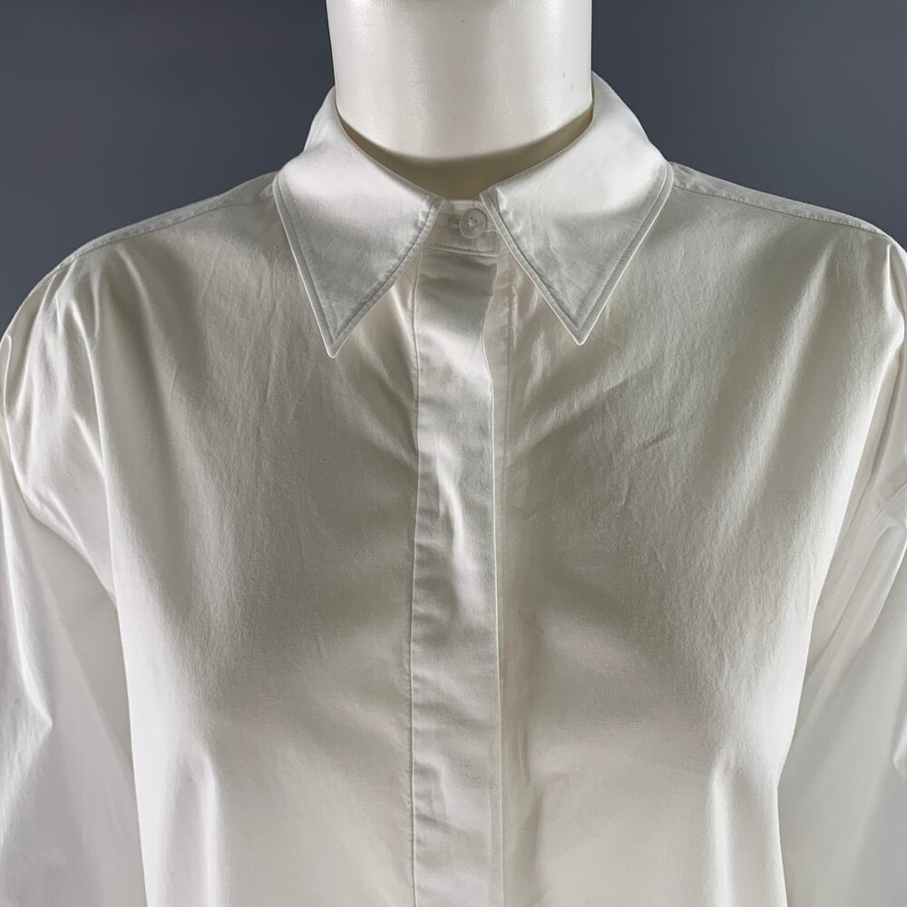 DOROTHEE SCHUMACHER Size 2 White Cotton Blend Shirt